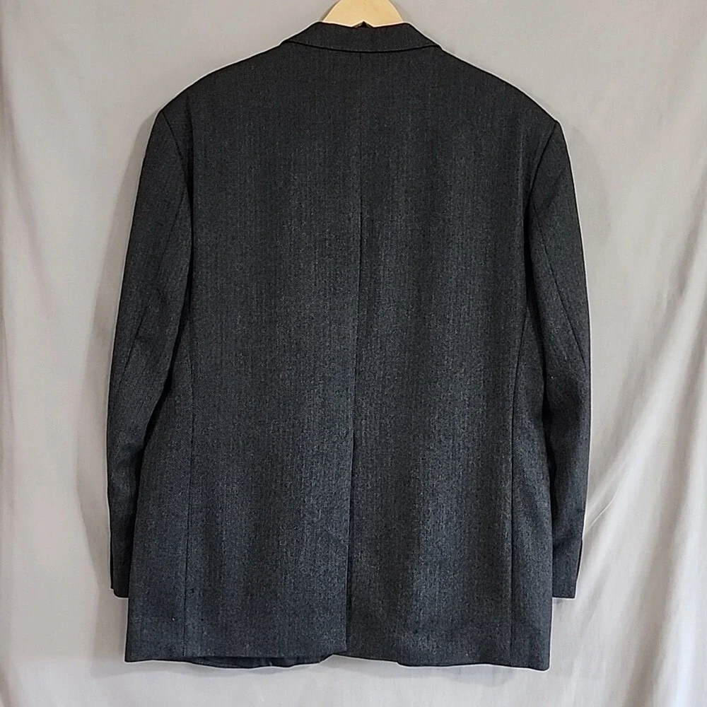 RBM Collection Mens 44R Grey Herringbone 100% Pure New Wool 2 Button Blazer Coat